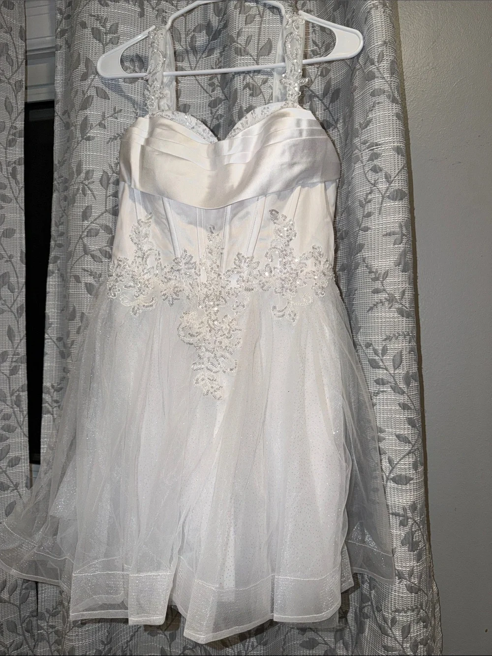 White Beaded Tulle Party Dress for Teens. Size 8